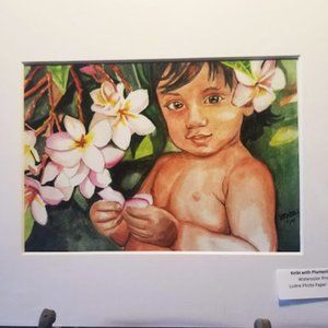 Keiki/Plumeria-Watercolor Print-Matted to 8x10